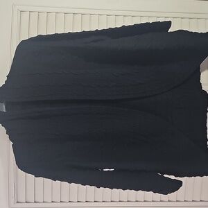 Cardigan Open Style By Rafaella 3/4 Sleeve Black Size Large